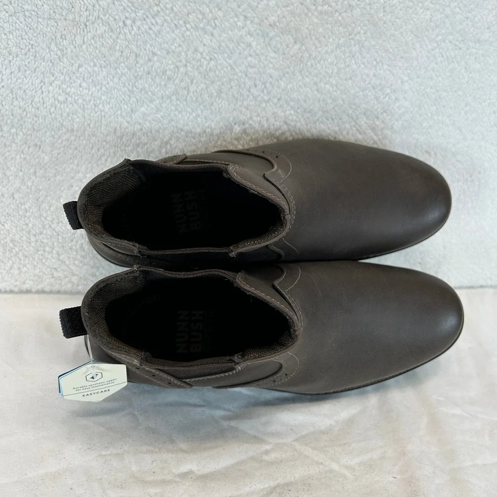 Nunn Bush Mens Dark Brown Leather‎ Chelsea Brogue Lug Sole Boots 11.5 NEW